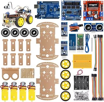 مجموعة ترميز سيارة روبوتية بأربع عجلات 4WD-BLE (تعتمد على Arduino - معبأة ومحجوزة إلكترونيًا)