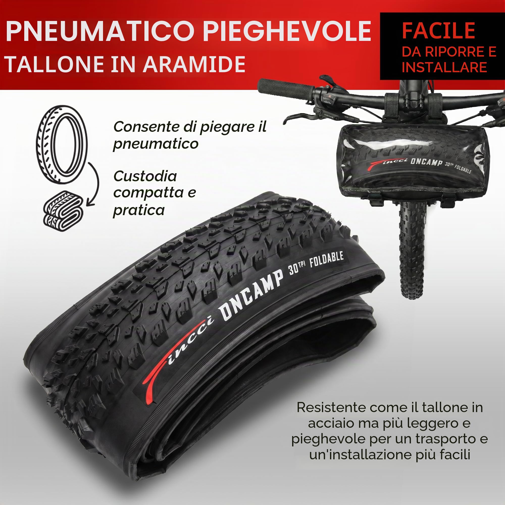 Fincci Copertone MTB 27.5 x 2.10 Pollici - Coppia Biciclette Pneumatici Pieghevole 27.5" - Gomme 54-584 per Adulto Donna e Uomo - Imballaggio Accessori per Mountain & Ibrida & E bike - Confezione da 2