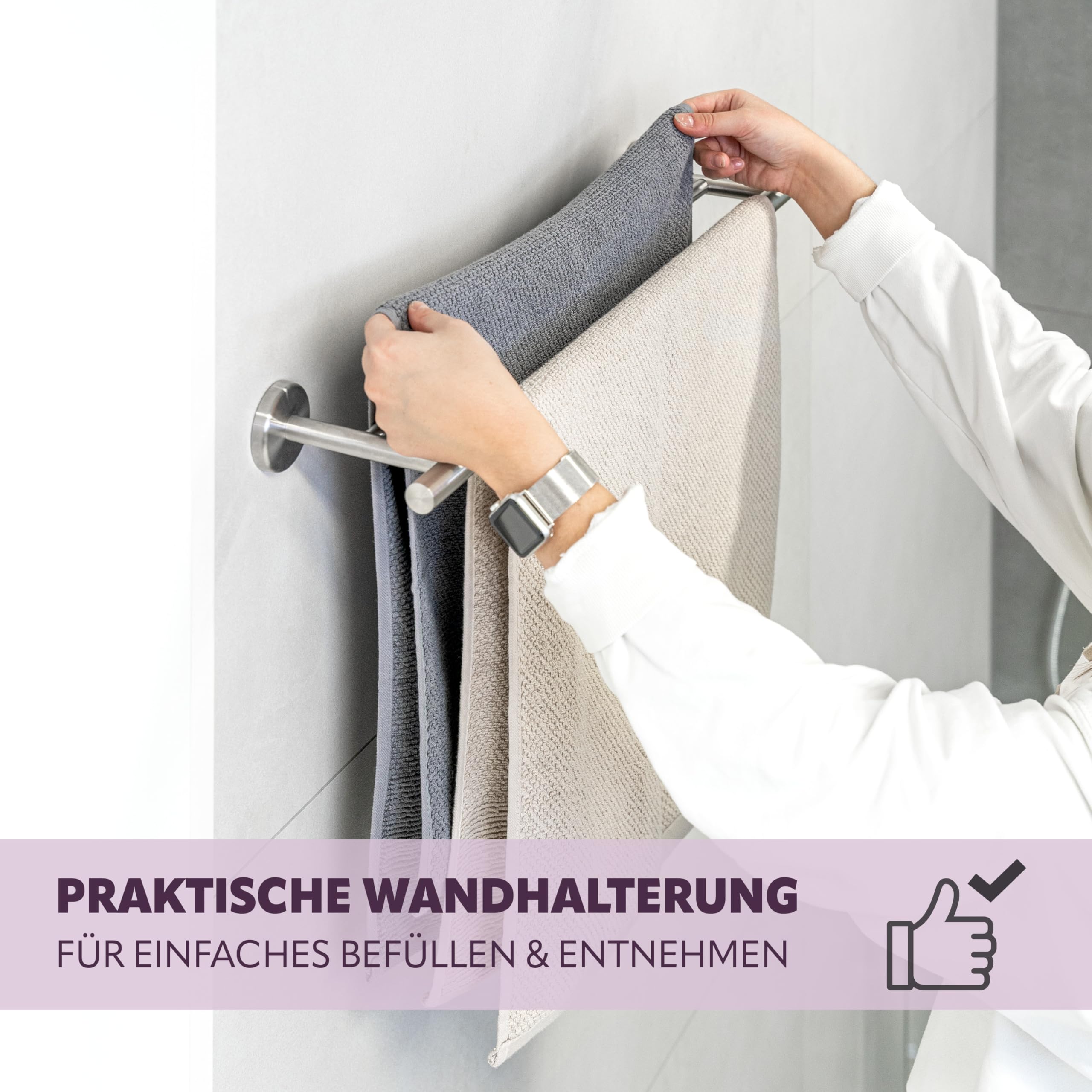 Bremermann PIAZZA Badetuchstange Aus Edelstahl Matt – 70 Cm Breit, Mit Montagematerial