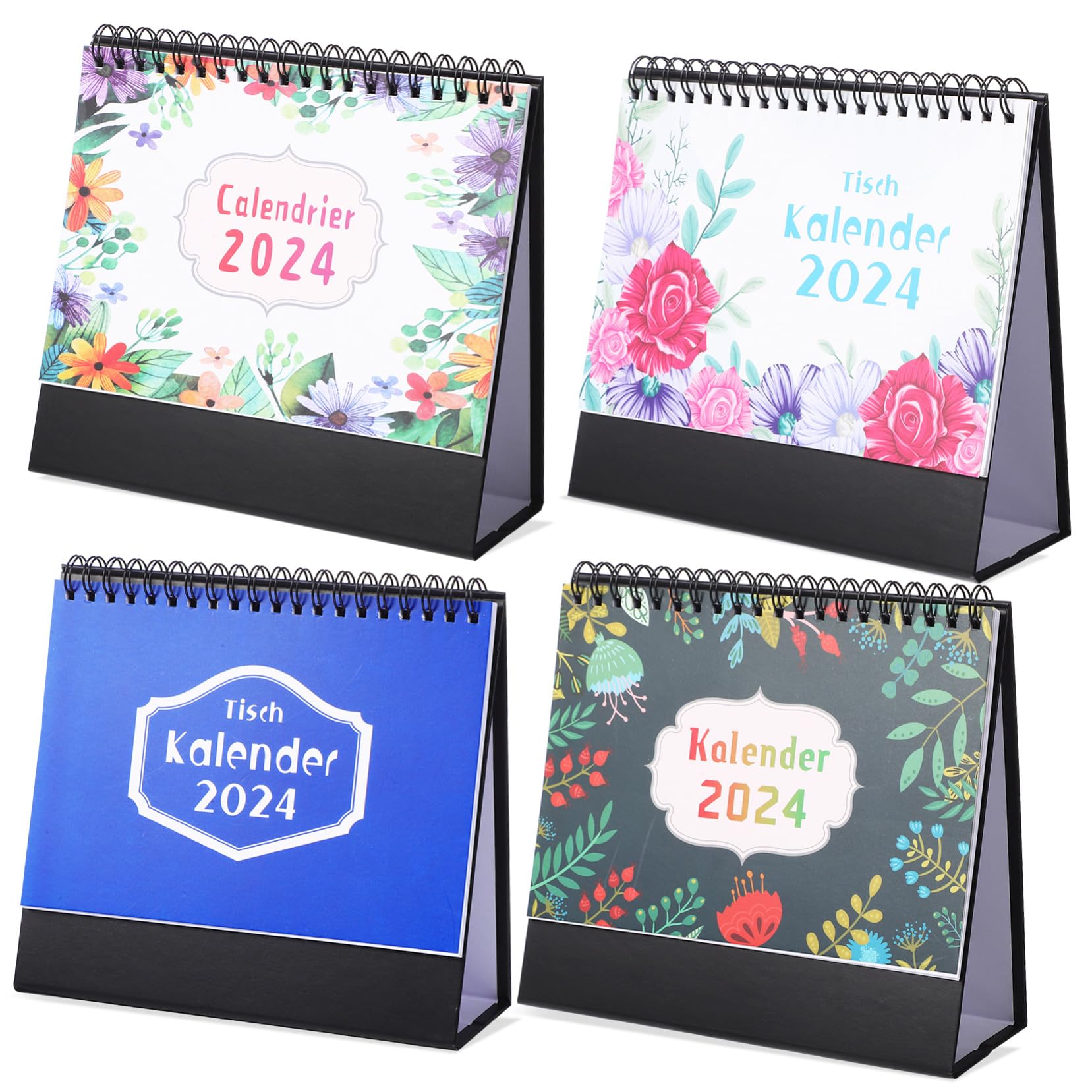 4 Pezzi Calendario da Tavolo con Rilegatura Spirale Planner Mensile Ufficio Calendari Desktop Stabili e Organizzati per Casa e Scrivania