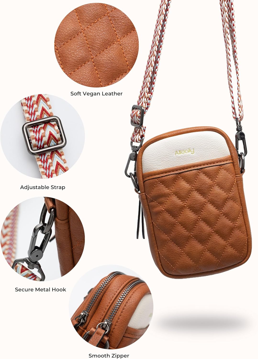 Alldaily Small Crossbody Bag for Women Vegan Leather Phone Purse with Card Slots - Image 5