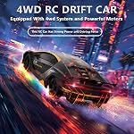 Remote Control Car RC Drift Car 2.4GHz 1:24 4WD 15KM/H High Speed Racing Sport Car with LED Lights Drifting Tire Racing Sport Toy for Adults Boys Girls Kids Gift 2Pcs Rechargeable Batteries