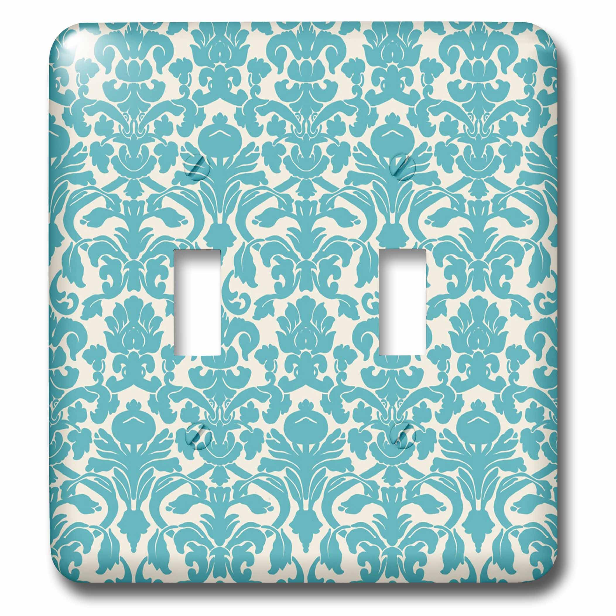 Interrupteur motif damassé turquoise 3D Rose lsp_233017_2 salon bohème