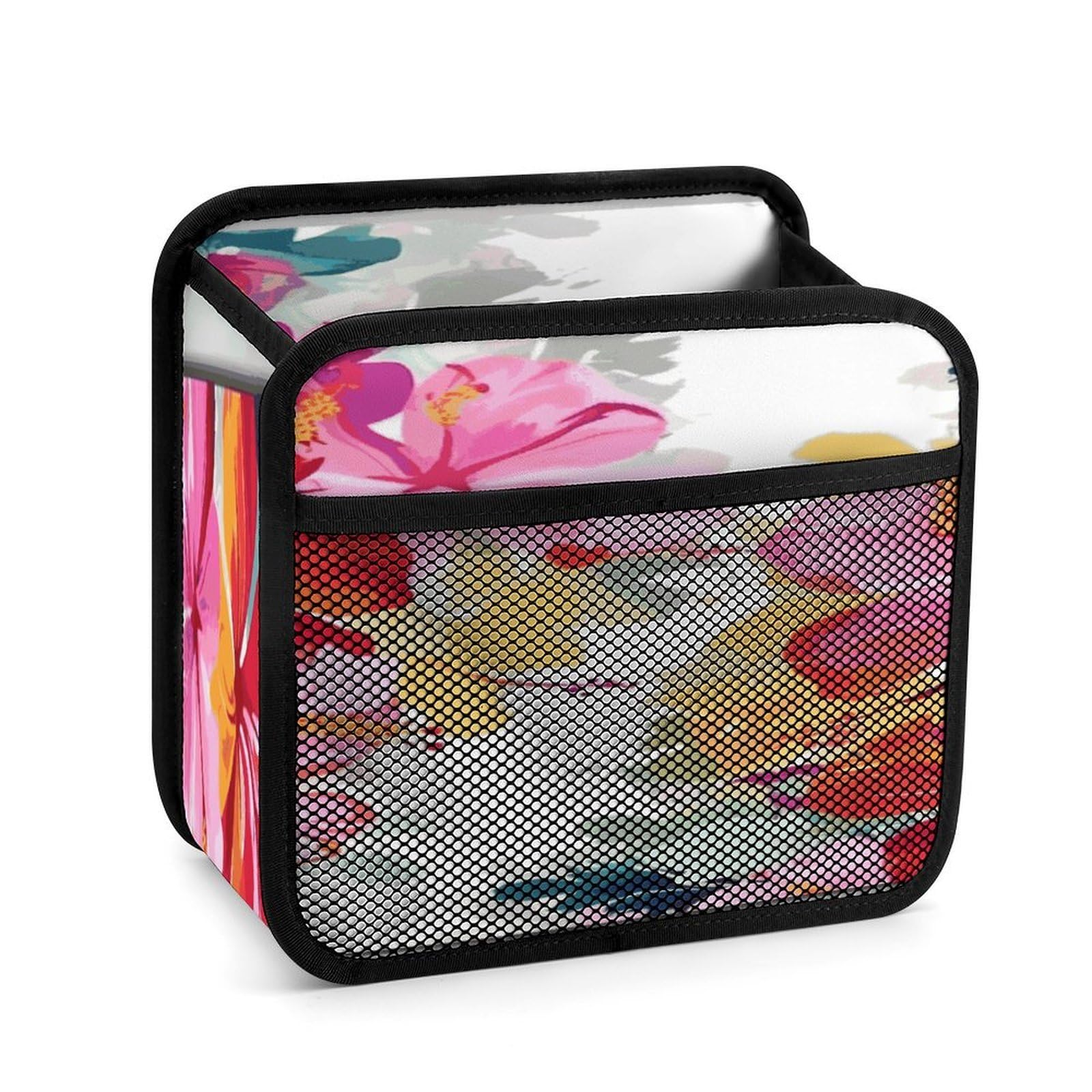 Btcowzrv Style Hawaiian Flower Print Car Seat Back Organizer, Pu Leather Hanging Backseat Car Organizer With Elastic Mesh Pocket, Storage Bag For Most Vehicles