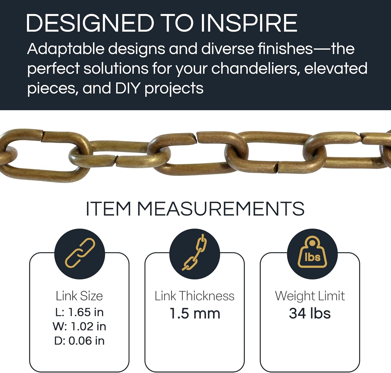 RCH Hardware CH-04R-SN Brass Chandelier Chain, Satin Nickel (1 Foot)