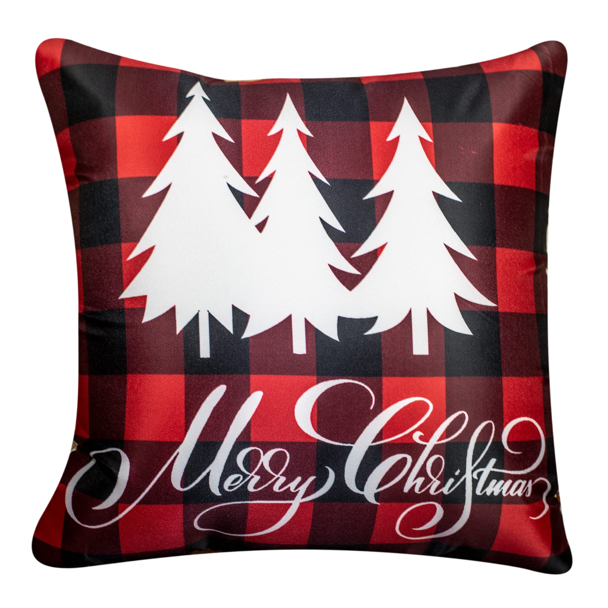 Vendola Decorative Merry Christmas 12 Inch x 12 Inch Cushion Covers Set of 5, Satin Cushion Cover for Sofa, Christmas Home Decor, White and Red Colour, Deer, Reindeer, Deer Print, (12X12 Inches) 3