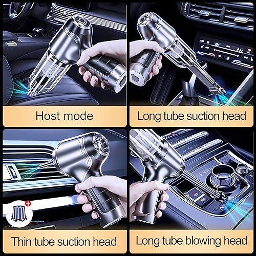 Miniatura 4 de Aspiradora portátil inalámbrica de alta potencia de 18000 PA, mini aspiradora 4 en 1, soplador de aire comprimido y bomba de aire y bomba de mano