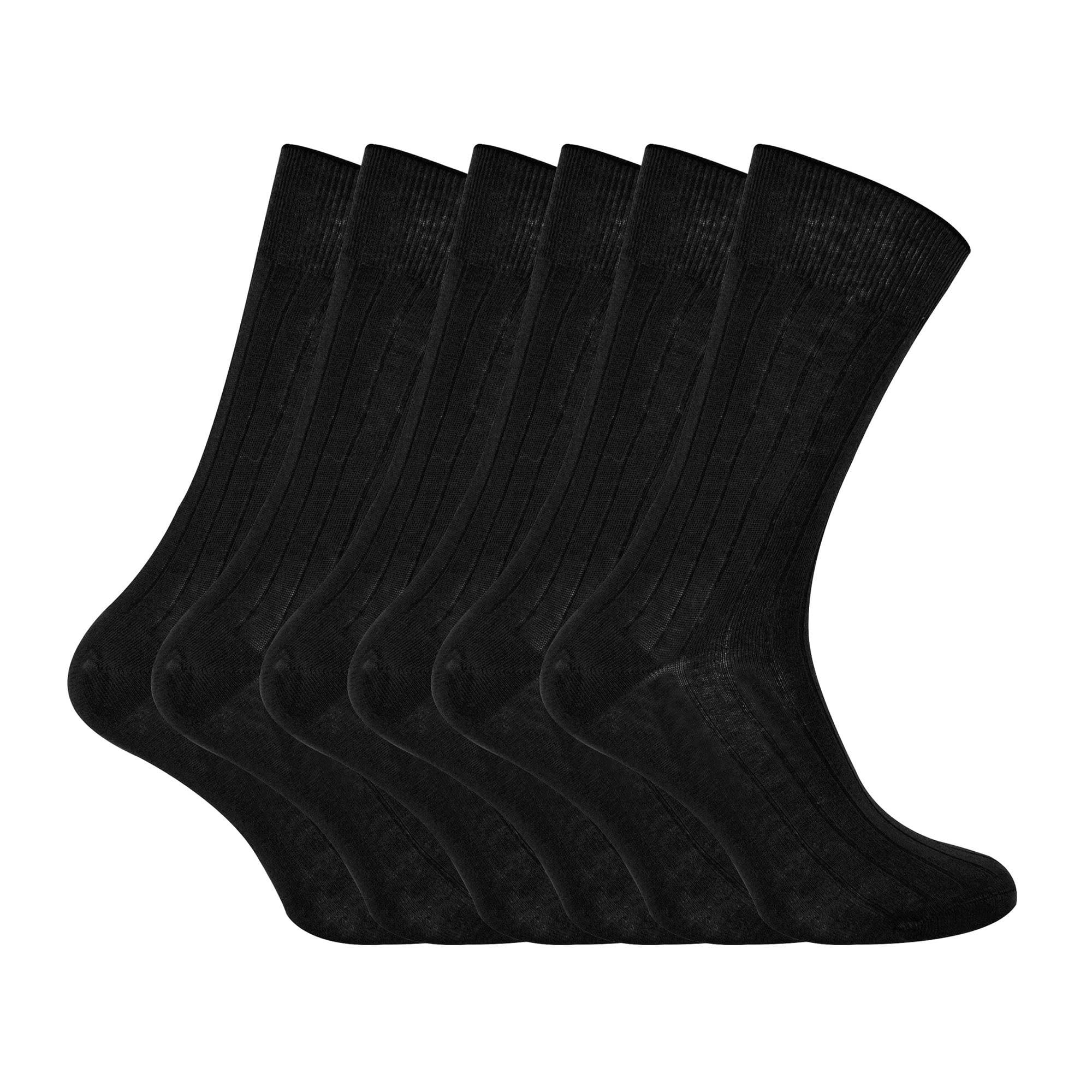 Sock Snob Men's Black 100% Egyptian Cotton Socks For | 6 Pairs | Ribbed Seamless Socks