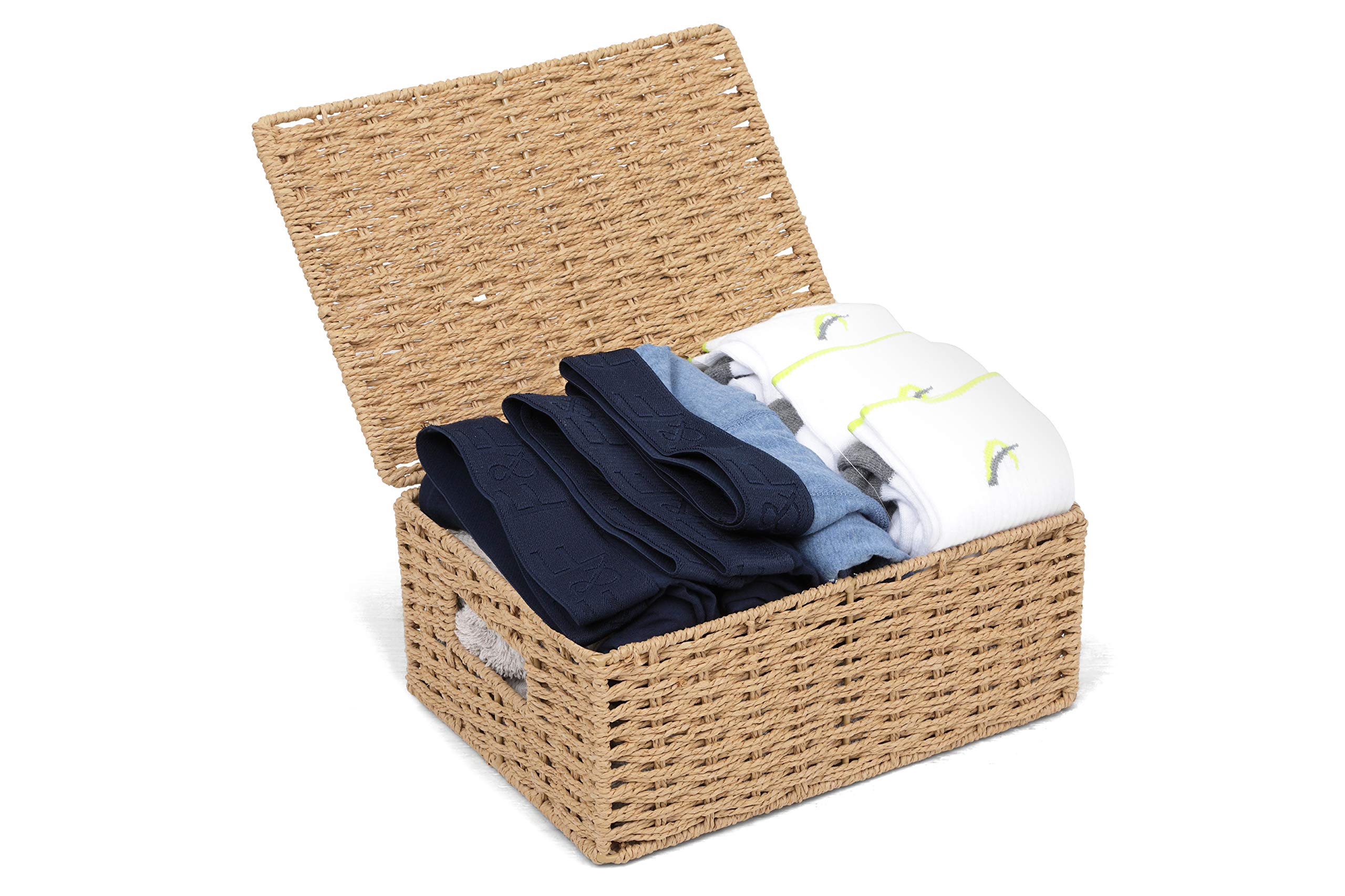 ARPAN - Cesta de almacenamiento con tapa (papel natural, tamaño mediano)