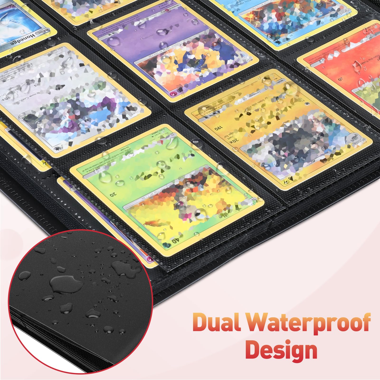 Euqvunn Raccoglitore Carte, 24 Fogli 432 Tasche Album Carte Collezionabili, Binder Cartes a Caricamento Laterale, Album Porta Cartes a Doppia Facciata, Card Binder per TCG,Sports Cards(rosso)