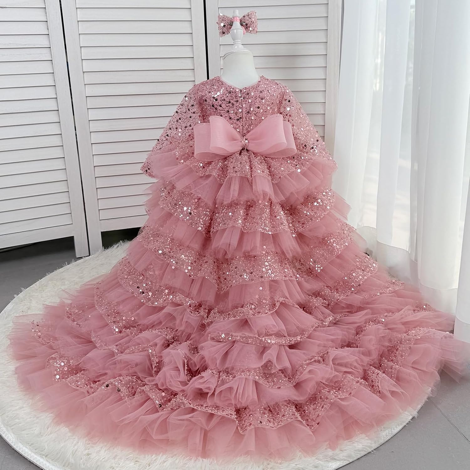 Girls' Dresses Flying Sleeve Puffy Princess Dresses Flower Girl Wedding Birthday Party Dresses