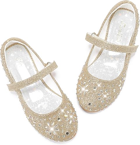 Furdeour Zapatos de vestir para niñas, zapatos de ballet de princesa con purpurina para boda, fiesta, boda, fiesta, dama de honor, zapatos planos de