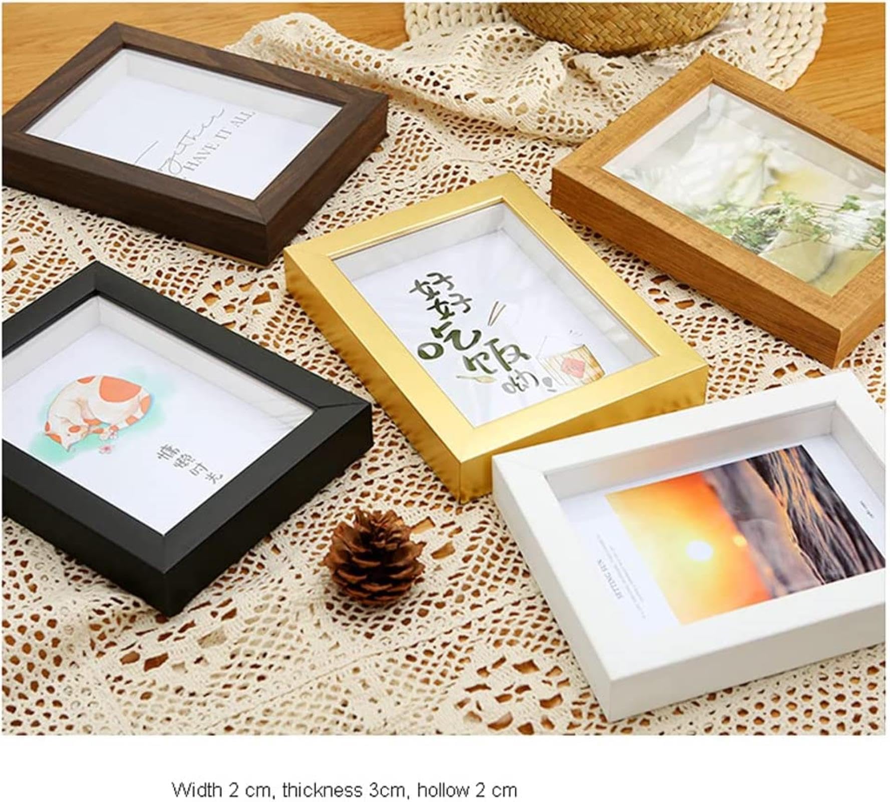 DECHOUS Cadre photo en bois avec fleurs séchées - Accessoire de bureau robuste