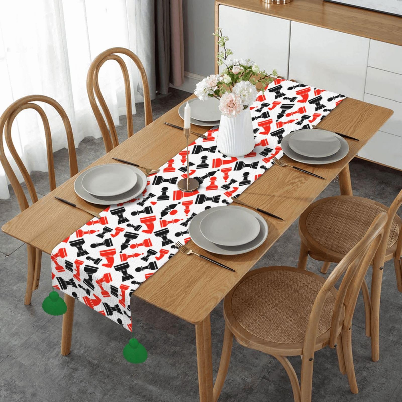 Chemin de table échecs contre les rayures pour table basse et salle à manger