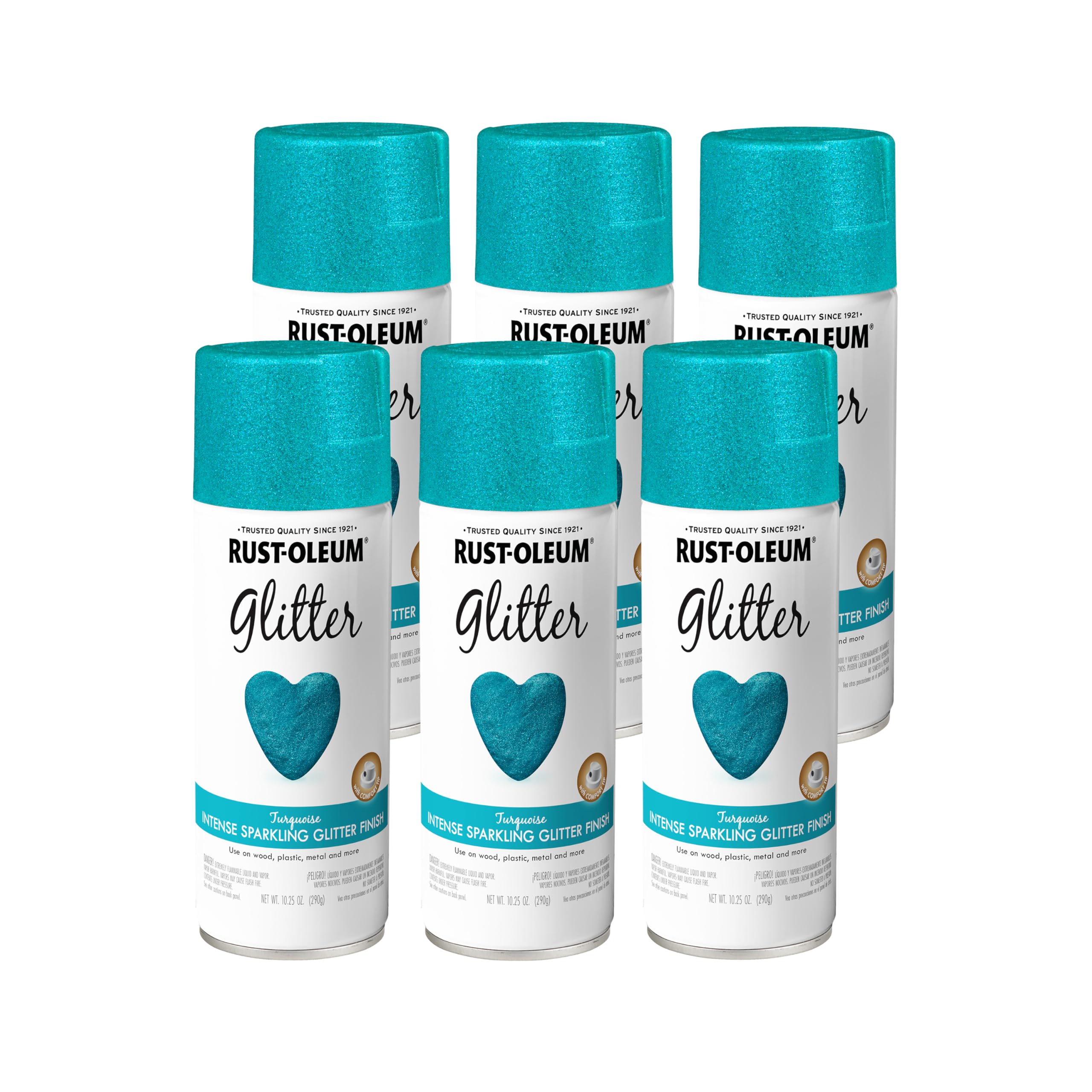 Rust-Oleum 302573-6PK Specialty Glitter Spray Paint, 10.25 Oz, Turquoise, 6 Pack