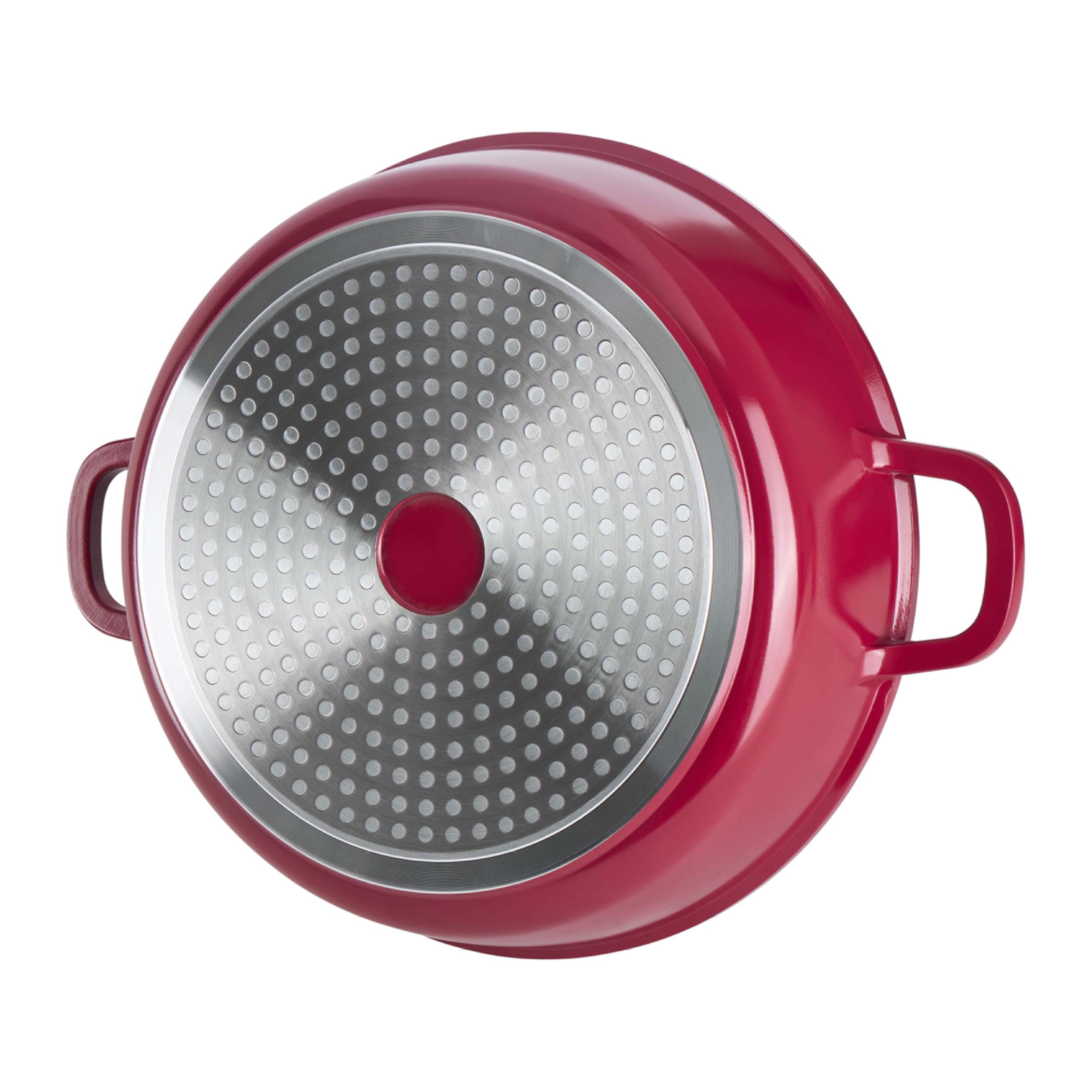 Sitram 716946 Padella Ø28 cm Tutto in 1 Ghisa Alluminio = 1 casseruola per sostituire padella, casseruola, padella + coperchio con gommini, cestello vapore, griglia per arrosto, spatola - compatibile
