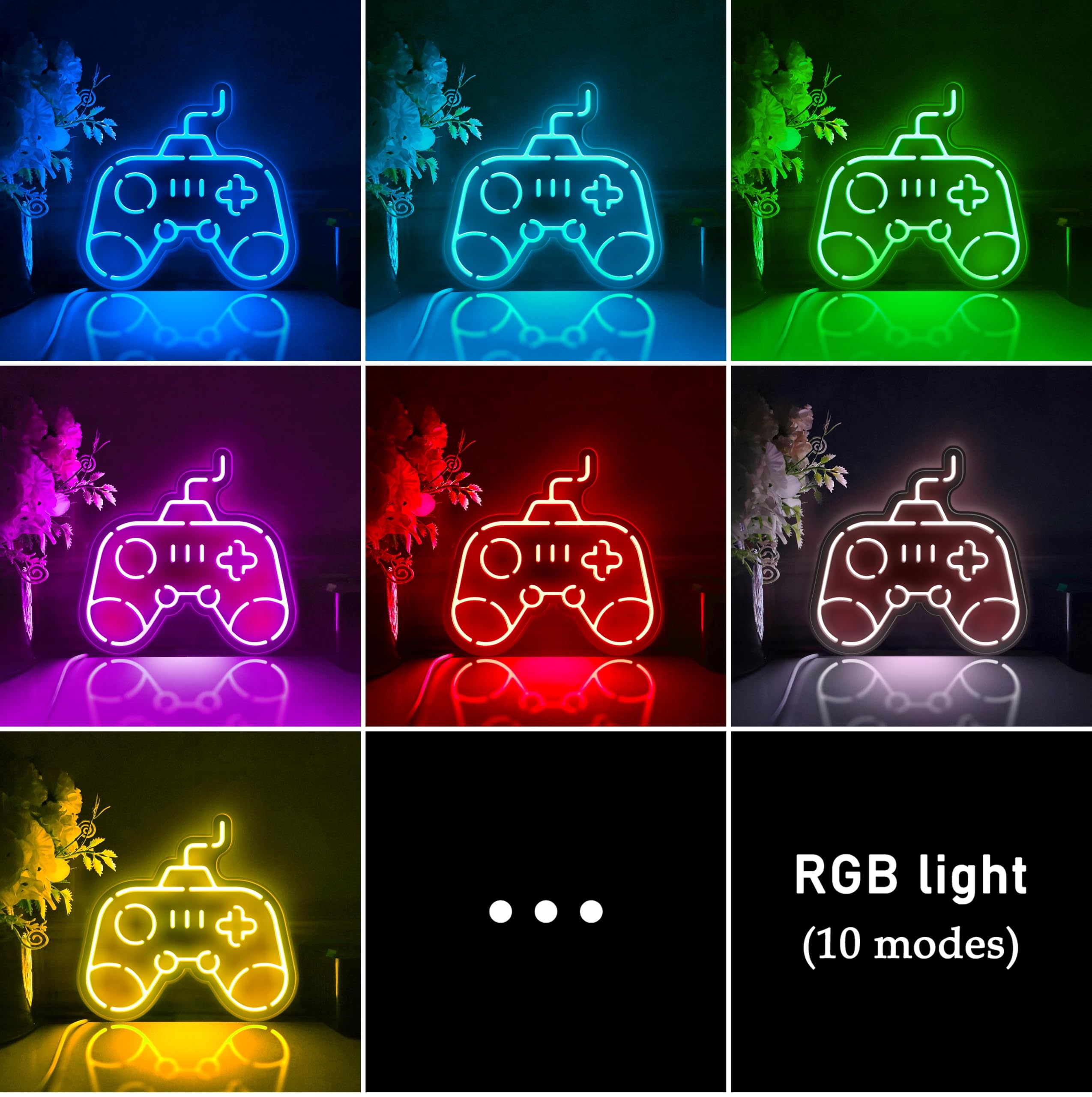 Game-Controller-LED-Lichtbox, Gamer-Wandkunst-Dekor, personalisiertes Lichtschild, Neonähnliche Schreibtisch-Dekorationen, Schlafzimmer-Dekor, Geschenk für Gamer (RGB-Licht, große Größe)