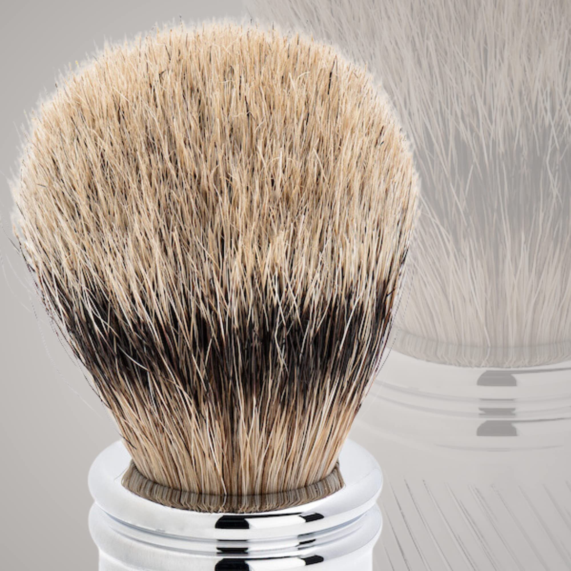 MERKUR Pennello da barba cromato lucido 138 | prodotto naturale in peli di tasso | ideale per rasatura a umido | alluminio, capelli naturali | Made in Germany