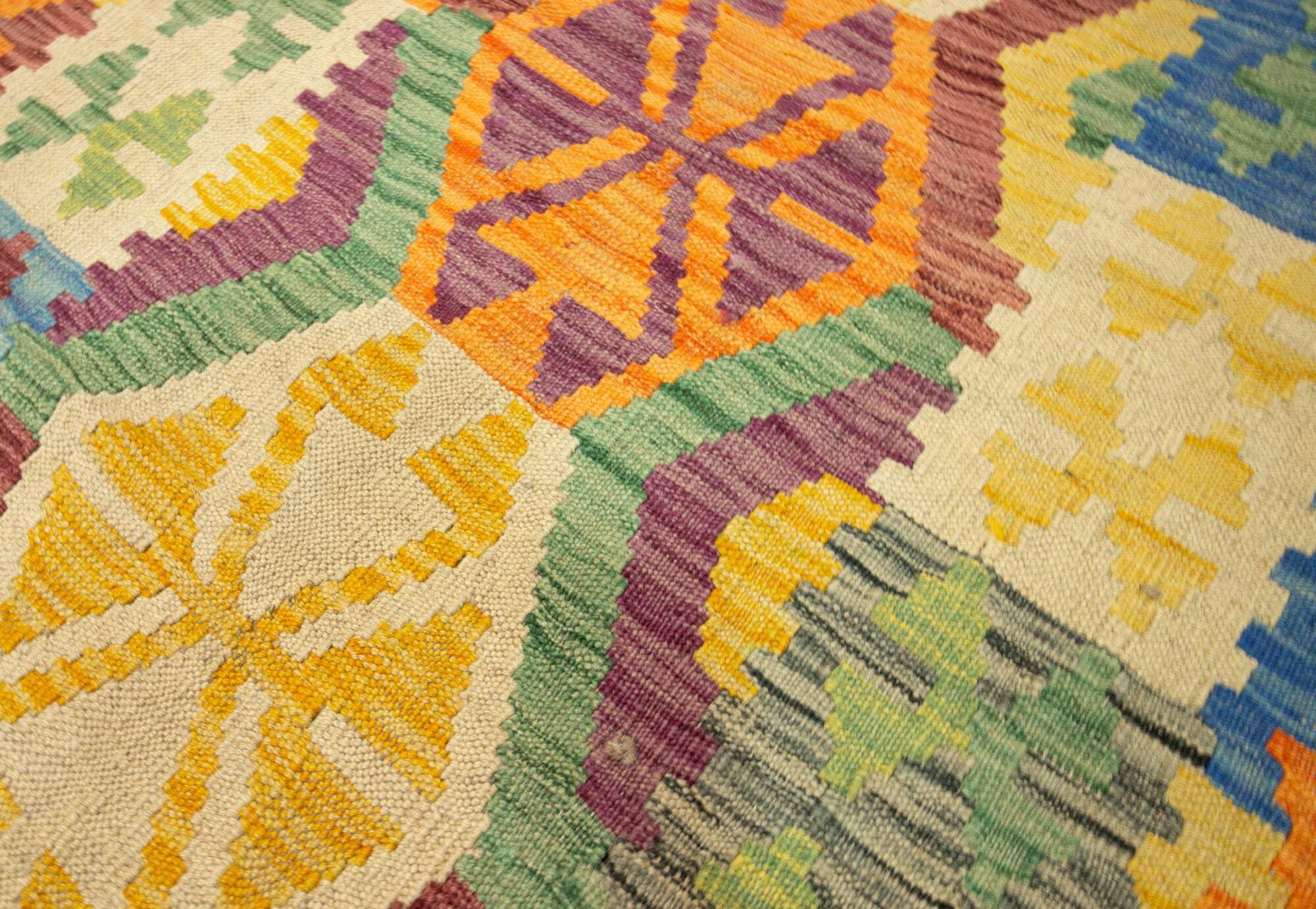 Tapis Kilim 100 % laine 151 x 95 cm, fait à la main, pièce unique de style Herat Boho multicolore, tissu plat, tapis d'entrée et chambre