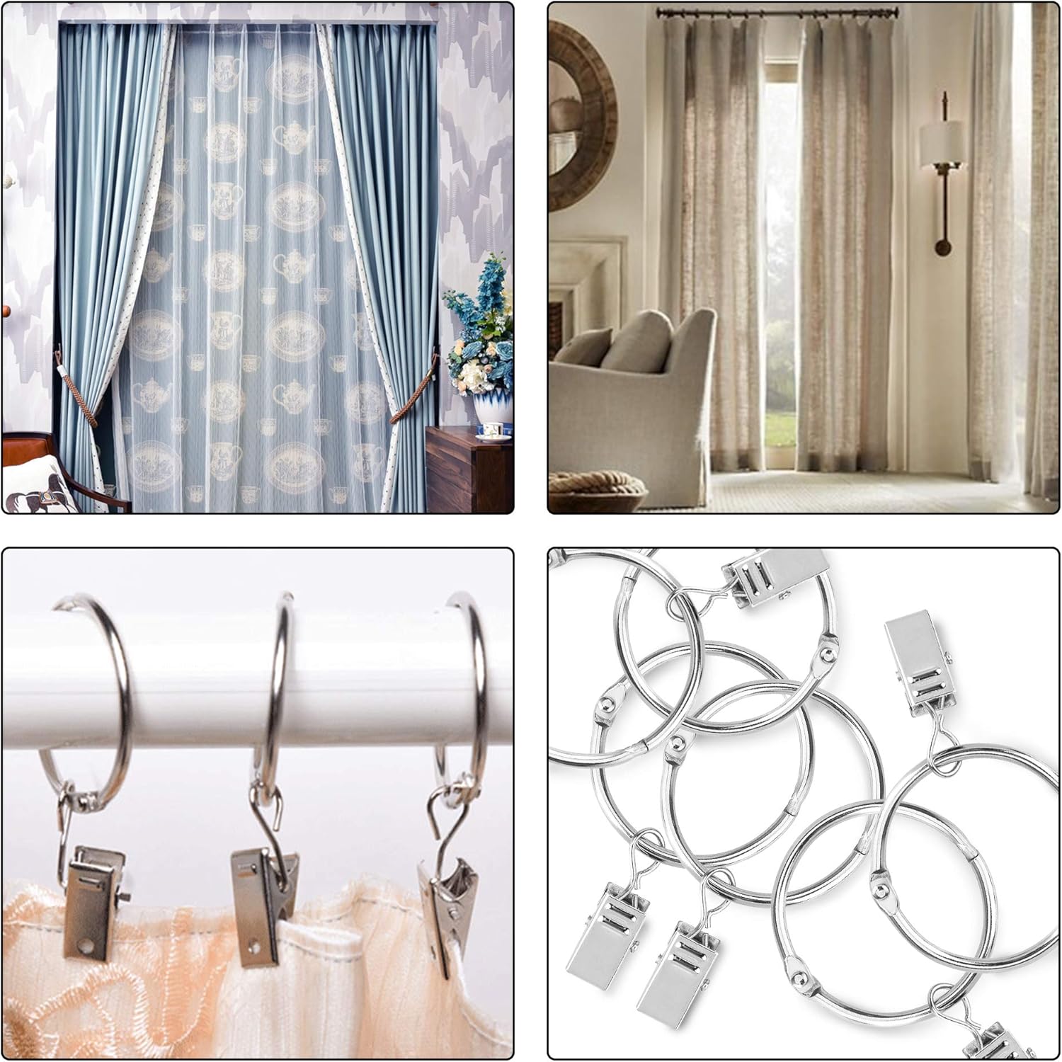 Mromax カーテンリングクリップ カーテンクリップフック スライドリング