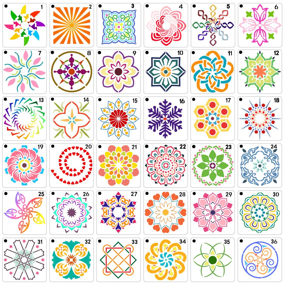 Amazon.com : 36 PCS Reusable Mandala Stencils for Painting Rocks Wood Canvas Fabric Glass Pottery Art Projects : Arts, Crafts & Sewing