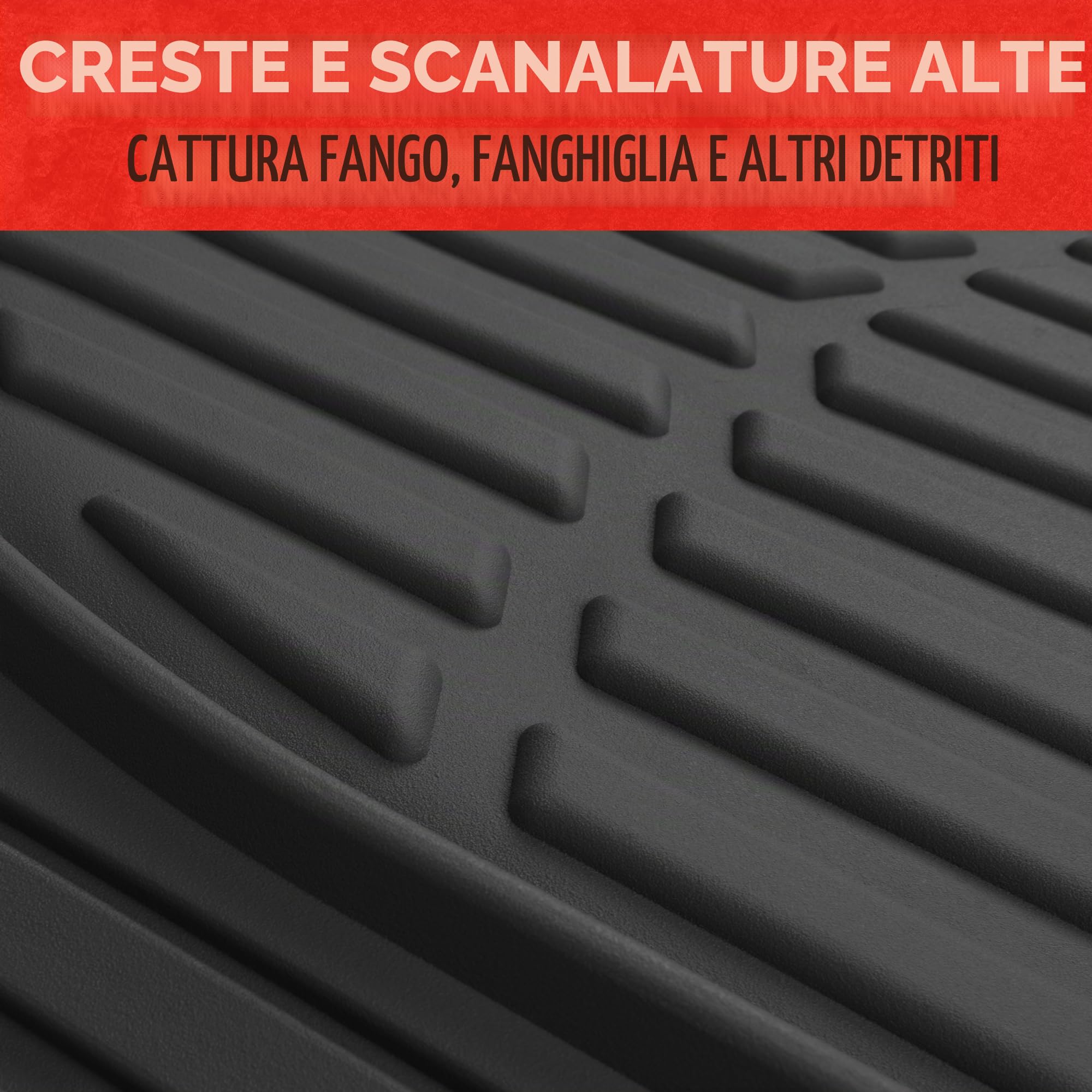 Motor Trend 923-BK - Tappetini in Gomma per Auto, SUV, Camion e furgoni, Protezione per Tutte Le Condizioni atmosferiche, con Bordo Universale