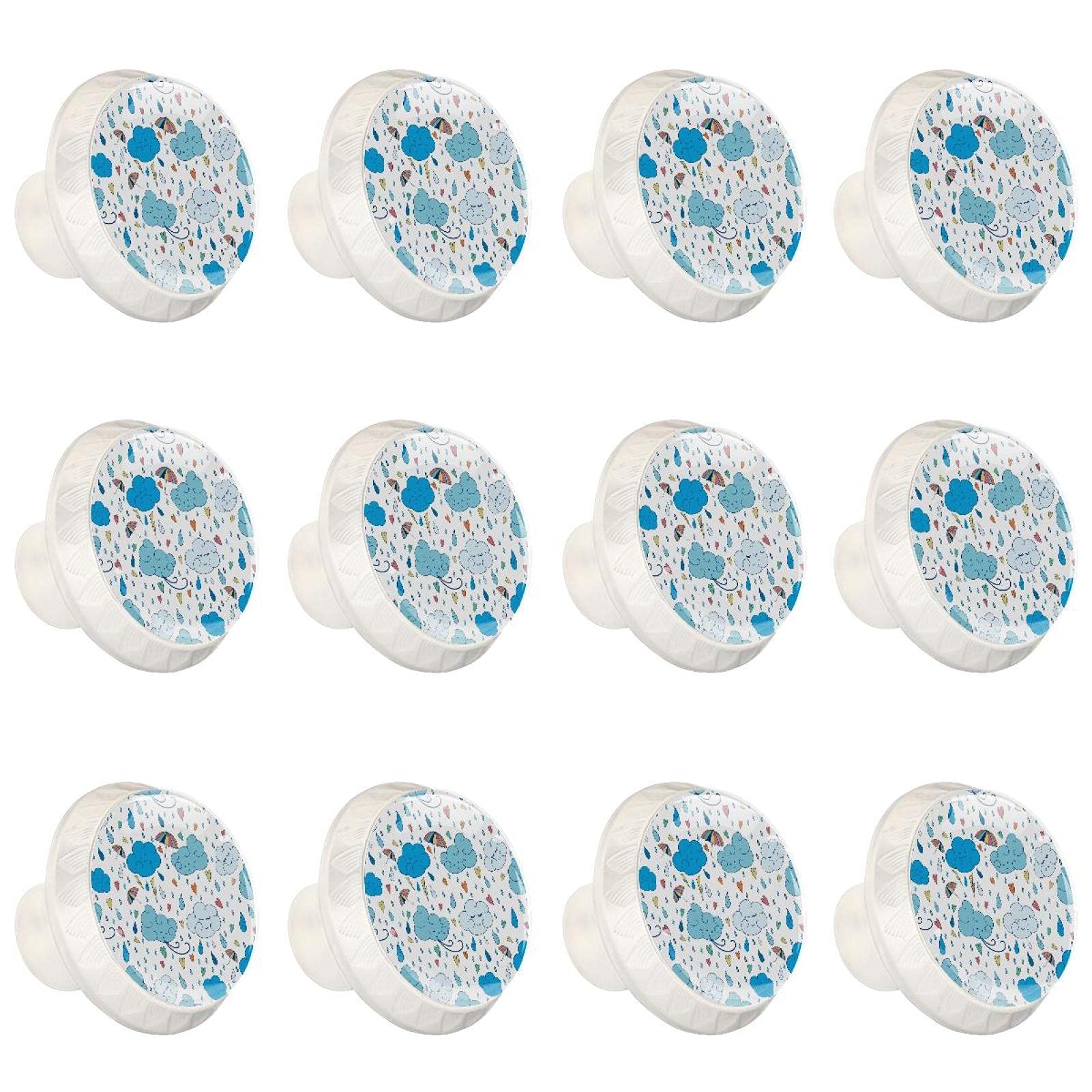 Boutons d'armoires de cuisine ronds poignée de tiroir bleu cartoon lot de 12