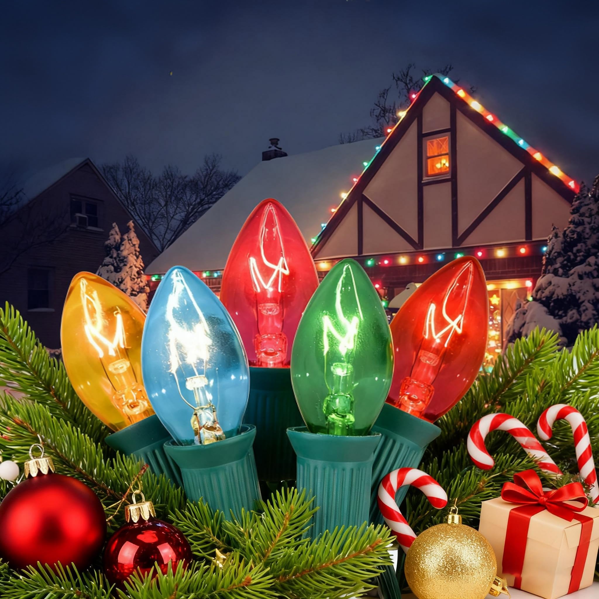 C7 Outdoor Christmas Light, 25Ft Vintage Christmas String Lights