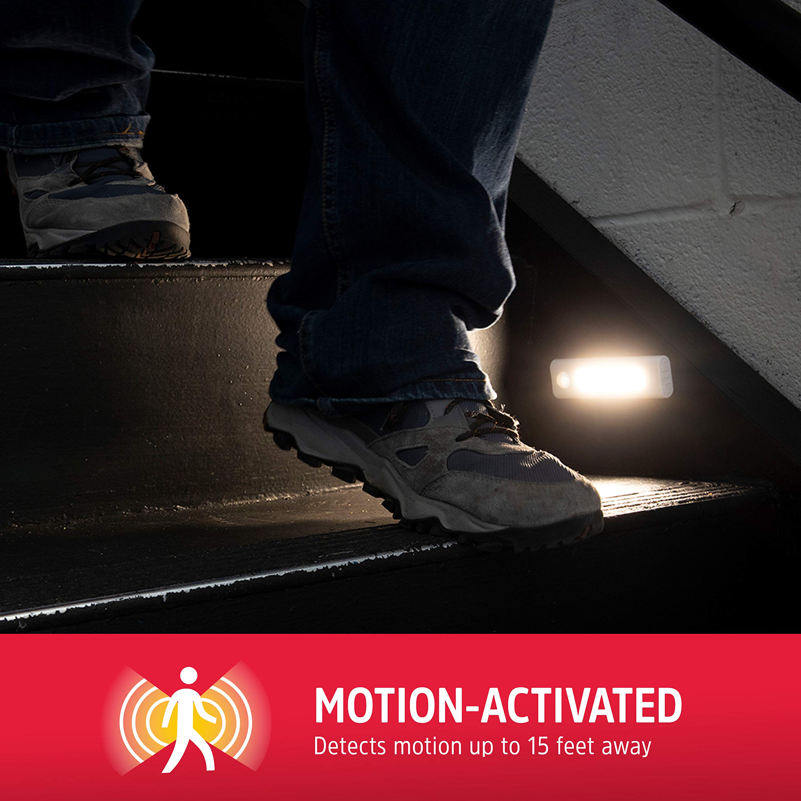 Energizer LED Under Cabinet Light, Motion Activated, Battery Powered Lights, Wireless, Dimmable, 40 Lumens, Motion Sensor Light for Hallway, Stairway, Closet and More, 2 Pack 84772