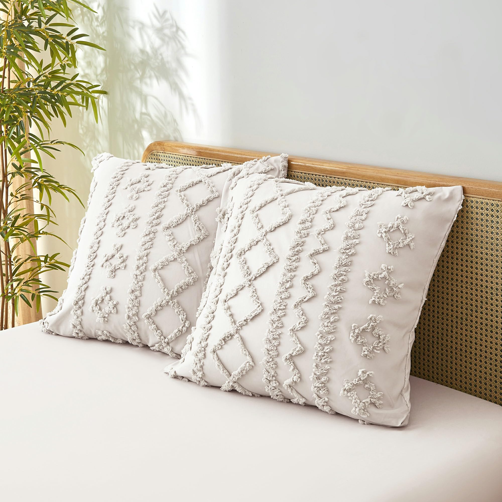 Luofanfei Housse de Couette 240 x 260 Beige Bohème Rayée Geometrique Parure de Lit Adulte 2 Personnes avec Fermeture Éclair Parure Housse Couette Boheme Style avec 2 Taie d'oreiller 65x65 cm