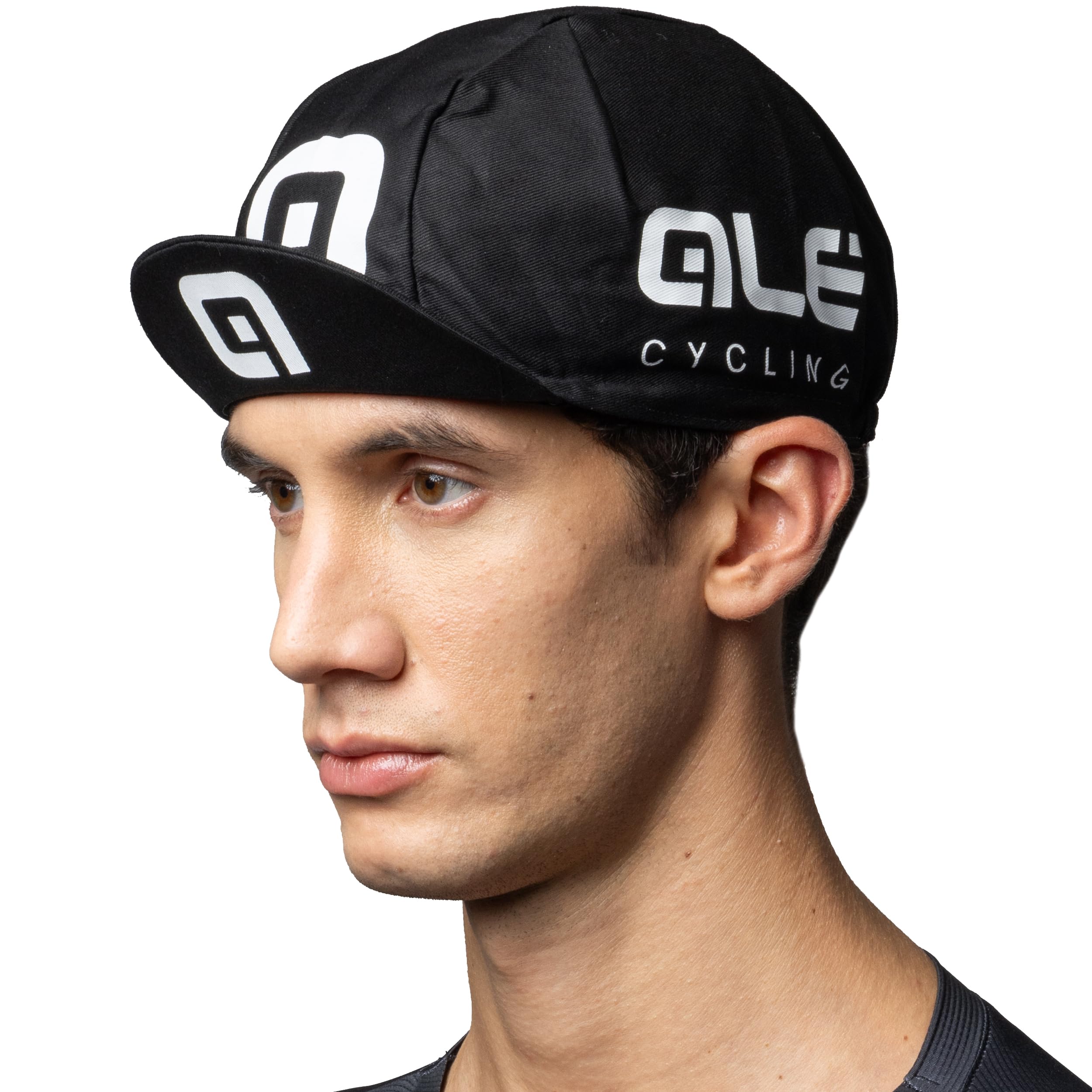 Ale' Unisex Black/White Alé Cycling Cotton Summer Cycling Cap, One Size