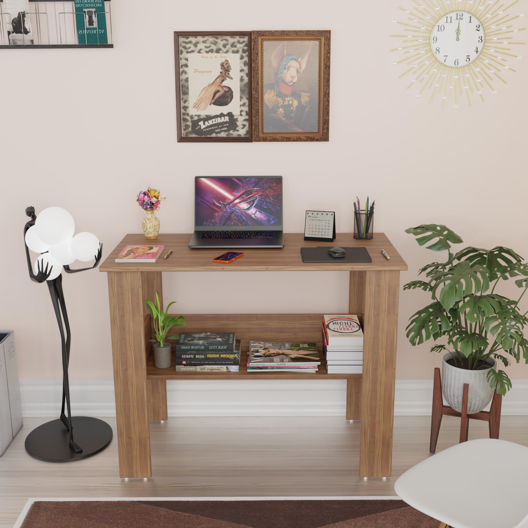 Spyder Craft Genesis Engineering Wood Modern Office Desk Study Table Computer Table for Office Work from Home Kids Study Room Workstation - Wood Brown