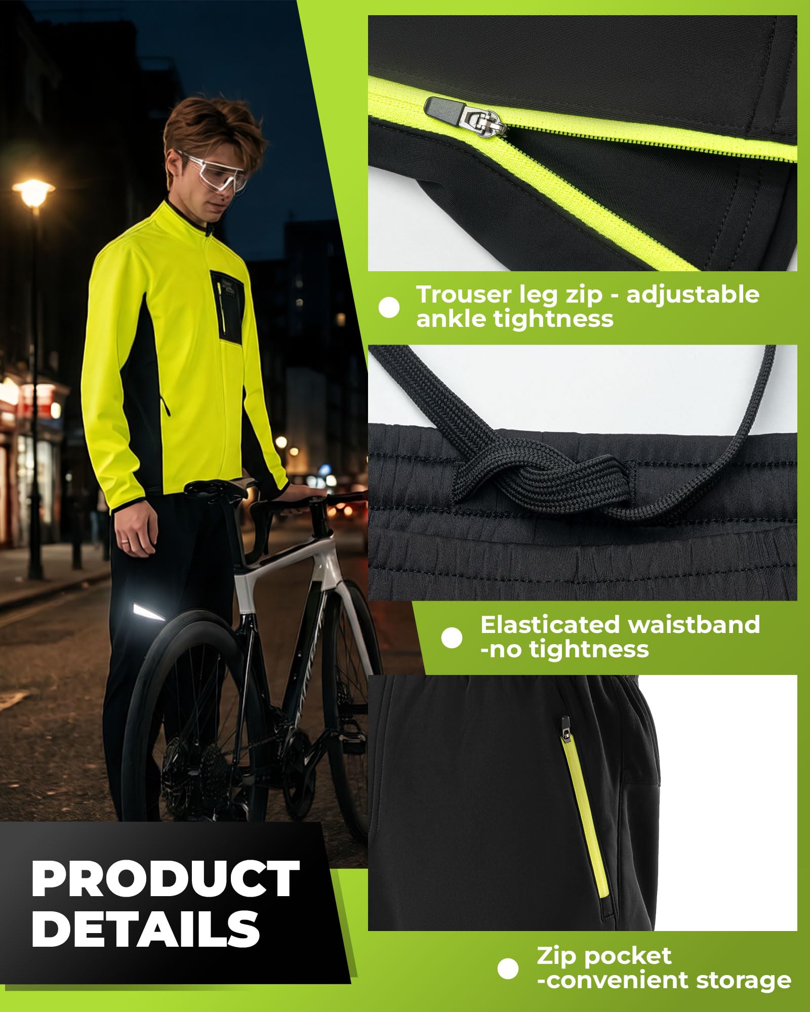 ROCKBROS Pantalón Ciclismo Hombre Invierno Polar Abrigo a Prueba de Viento Ropa Bicicleta Térmico para Montaña Senderismo Deportes al Aire Libre