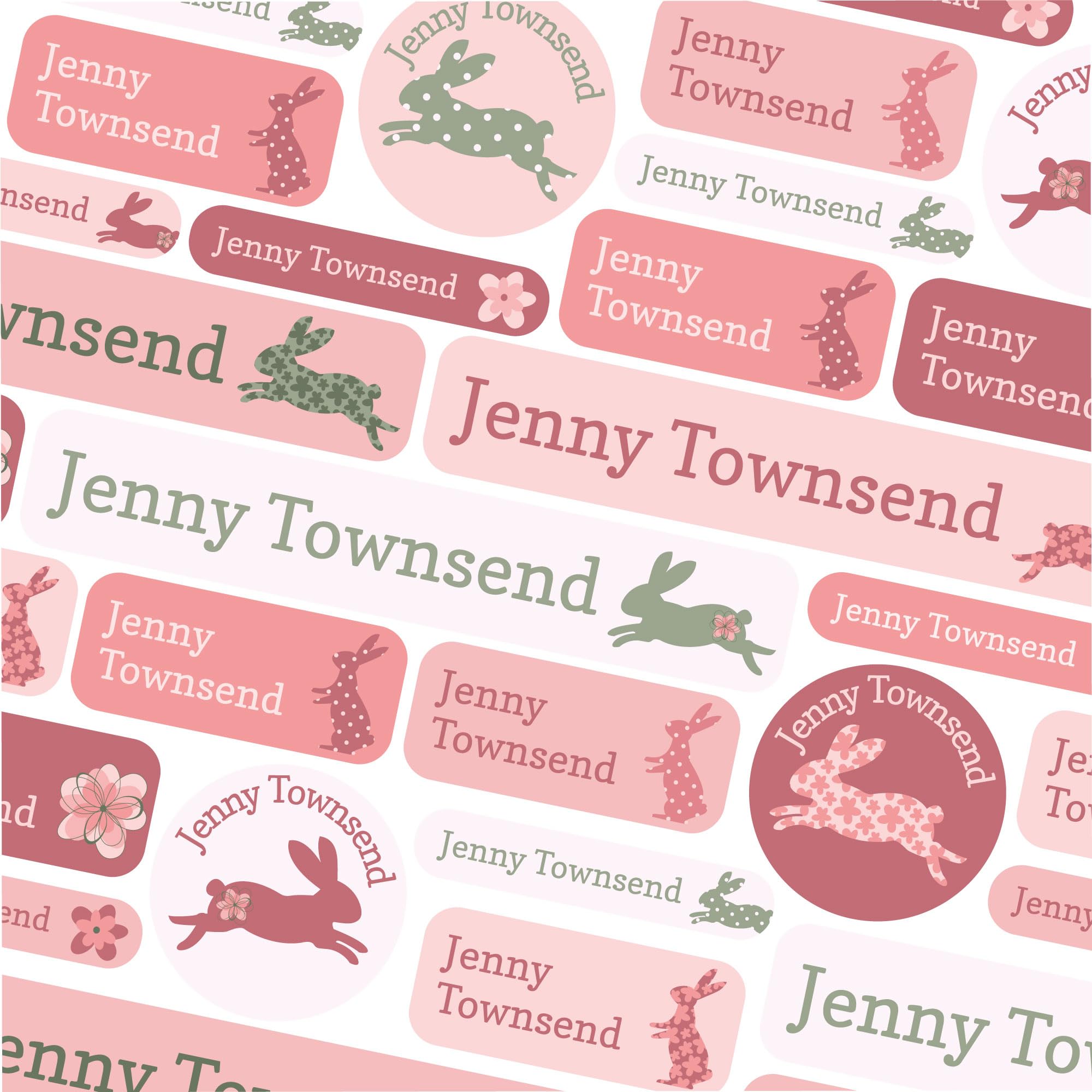 50 Name Labels for Kids No Iron Name Tags for Clothes Name Stickers for Water Bottles, School Uniform, School, Nursery, Care Homes, Washable and Dishwasher Safe for Children (Bunny)