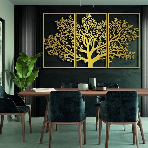 Miniatura 6 de Arte de pared de árbol de la vida, decoración de pared de 3 piezas, arte de pared de árbol de metal, decoración de pared de árbol de metal, letrero