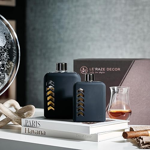 Miniatura 4 de Juego de 2 modernos frascos de vidrio  Frasco resistente con corcho y sellos de silicona para whisky, licor, tequila  Incluye tapas de metal y