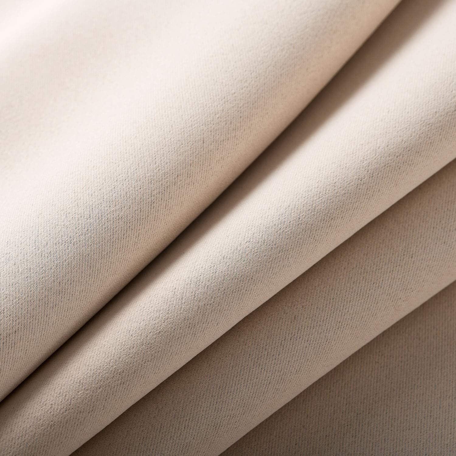 WPM Triple Weave Blackout Curtain Room Darkening 2 Panels/Drapes for Living Room, Beige Thermal Insulated Grommet Bedroom Window Draperies (Beige, 42" W X 84" L)