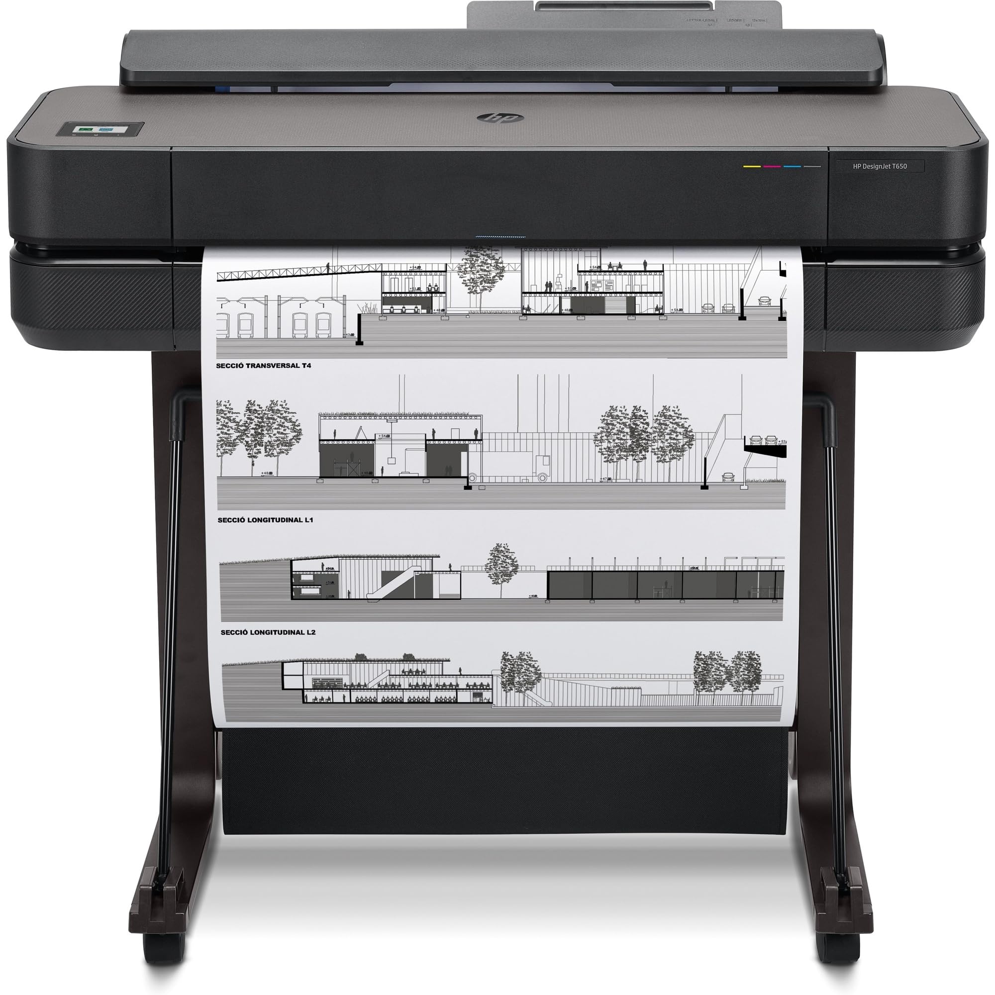 HP DesignJet T630 Stampante per Grandi Formati da 91 cm 5HB11A, Formati supportati da A4 ad A0, velocità 76 Pagine A1 all’Ora, Gigabit Ethernet, USB Hi-Speed 2.0, Wi-Fi, Garanzia 1 Anno, Nero