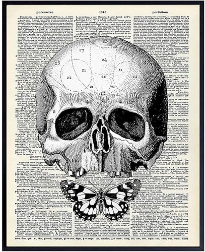 Gothic Skull Wall Art - Skull Wall Decor - Goth Wall Art Room Decor - Goth Butterfly - Gothic Living Room Decor - Gothic Home Decor - Gothic Wall