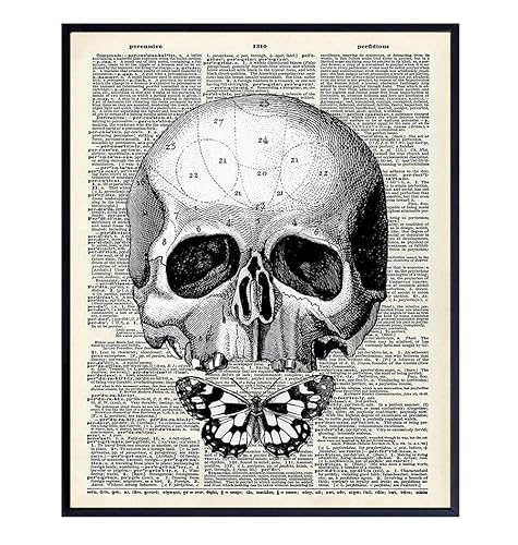Gothic Skull Wall Art - Skull Wall Decor - Goth Wall Art Room Decor - Goth Butterfly - Gothic Living Room Decor - Gothic Home Decor - Gothic Wall