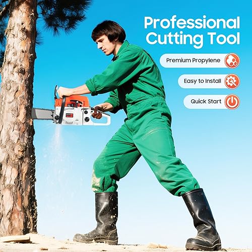 Miniatura 5 de TuBaSaki Motosierras de gas de 52CC, motosierras de potencia a gas, motosierras de 2 tiempos, motosierra de gasolina de 20'' con guía, motosierra de