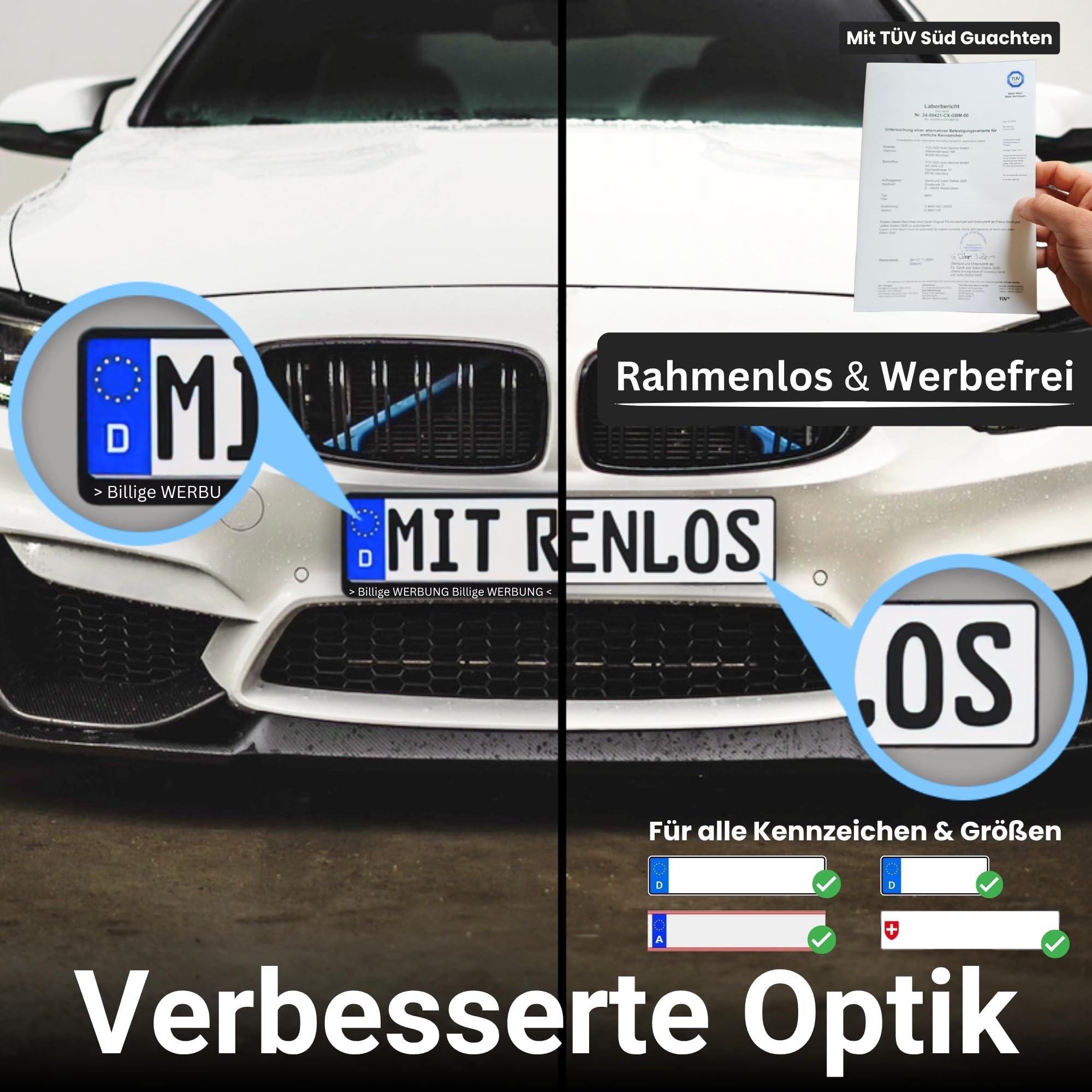 IVALITY® Magnet Kennzeichenhalter Rahmenlos für 2 Kennzeichen | Magnetische Nummernschildhalterung Auto | Kennzeichenhalterung Nummernschildhalter | Österreich Wechselkennzeichen