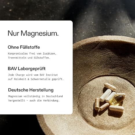 MGX Magnesium Bisglycinate Capsules - 180 Pieces in Glass - Pure Magnesium Glycinate without Additives