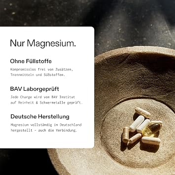 MGX Magnesium Bisglycinate Capsules - 180 Pieces in Glass - Pure Magnesium Glycinate without Additives