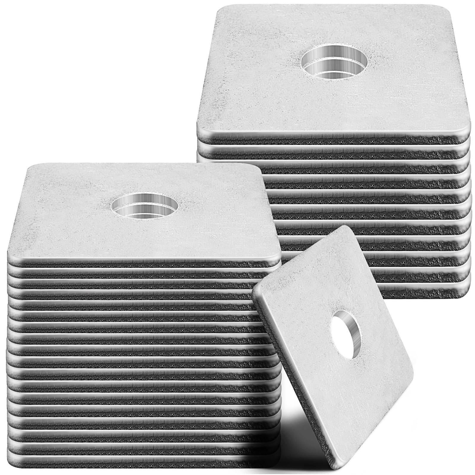 Photo 1 of Yaocom 30pcs Galvanized Square Washers Plate 5/8" ID, 3X 3 Od 1/8" Thickness Heavy Duty Steel Gasket Flat Washers Nut Anti-loosening Plate Fastener for Construction and Industrial Equipment