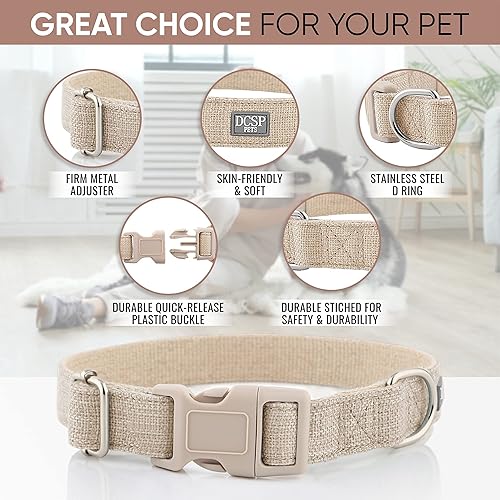Miniatura 2 de DCSP Pets - Collar de perro  Collar de perro resistente para perros pequeños, medianos y grandes  Tela natural ecológica  Duradero y agradable al