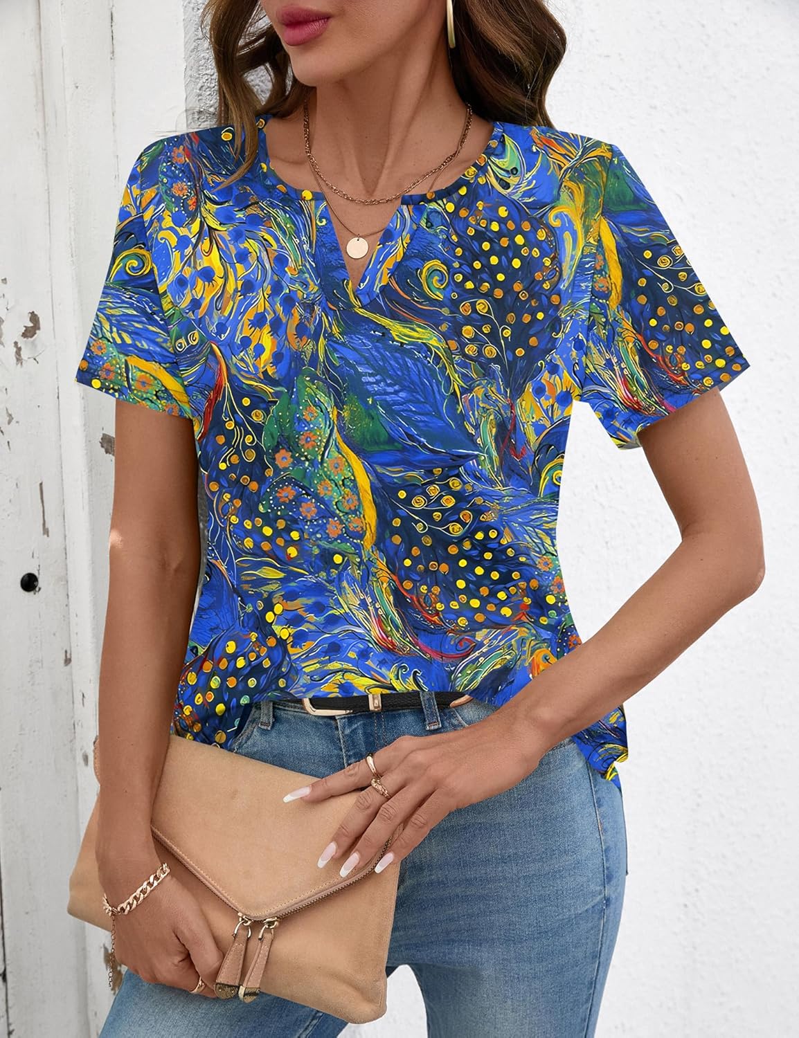 LOMON Womens Short Sleeve V Neck T Shirts Summer Tops Basic Tees Business Casual Blouses Trendy Fashion Clothes - Image 4