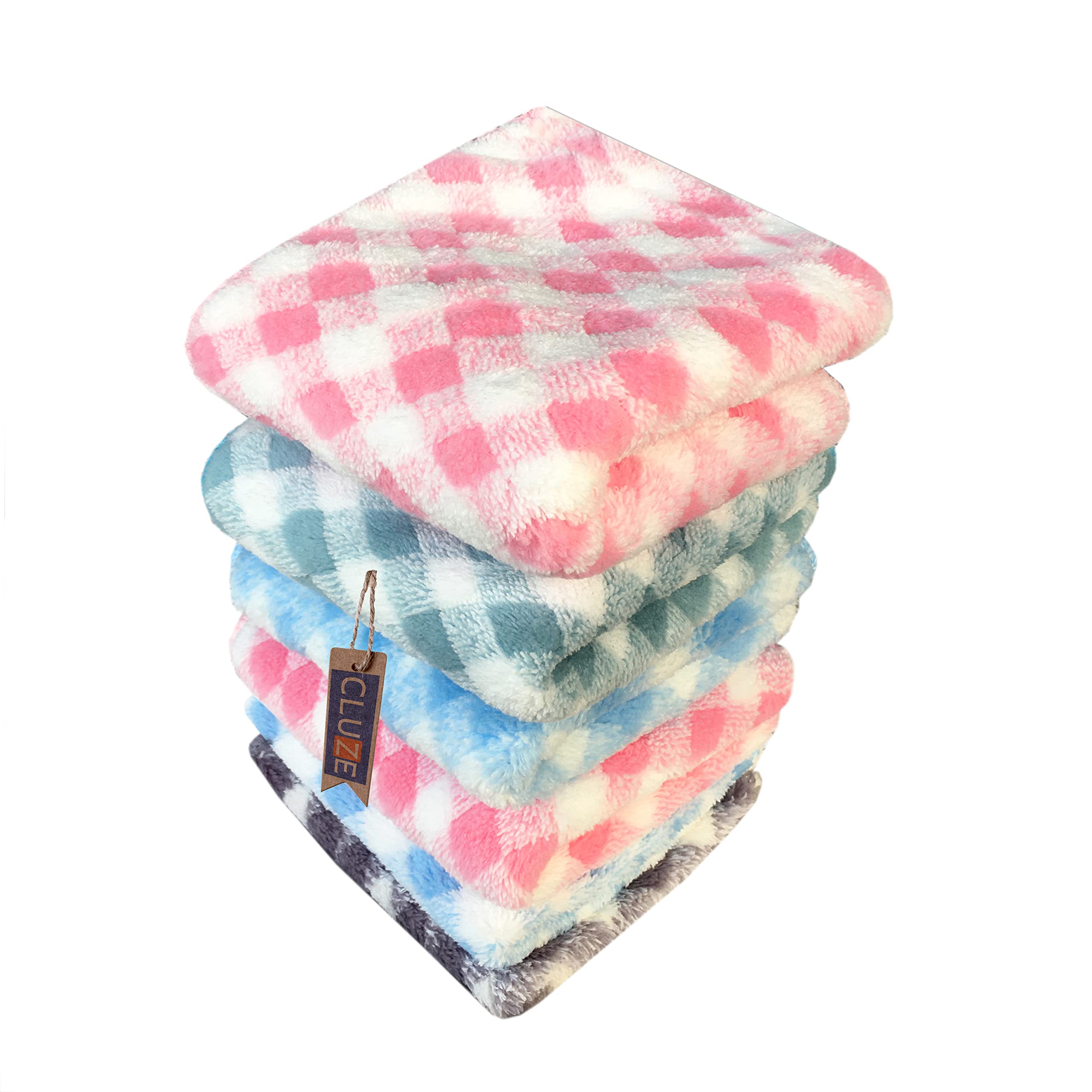 CLUZE Microfiber Face Towel/Handkerchief for Kids/Women/Girls - Baby Shower Gift - Super Soft, Absorbent Hanky (Set of 6pc) (H-D11)-picture-2