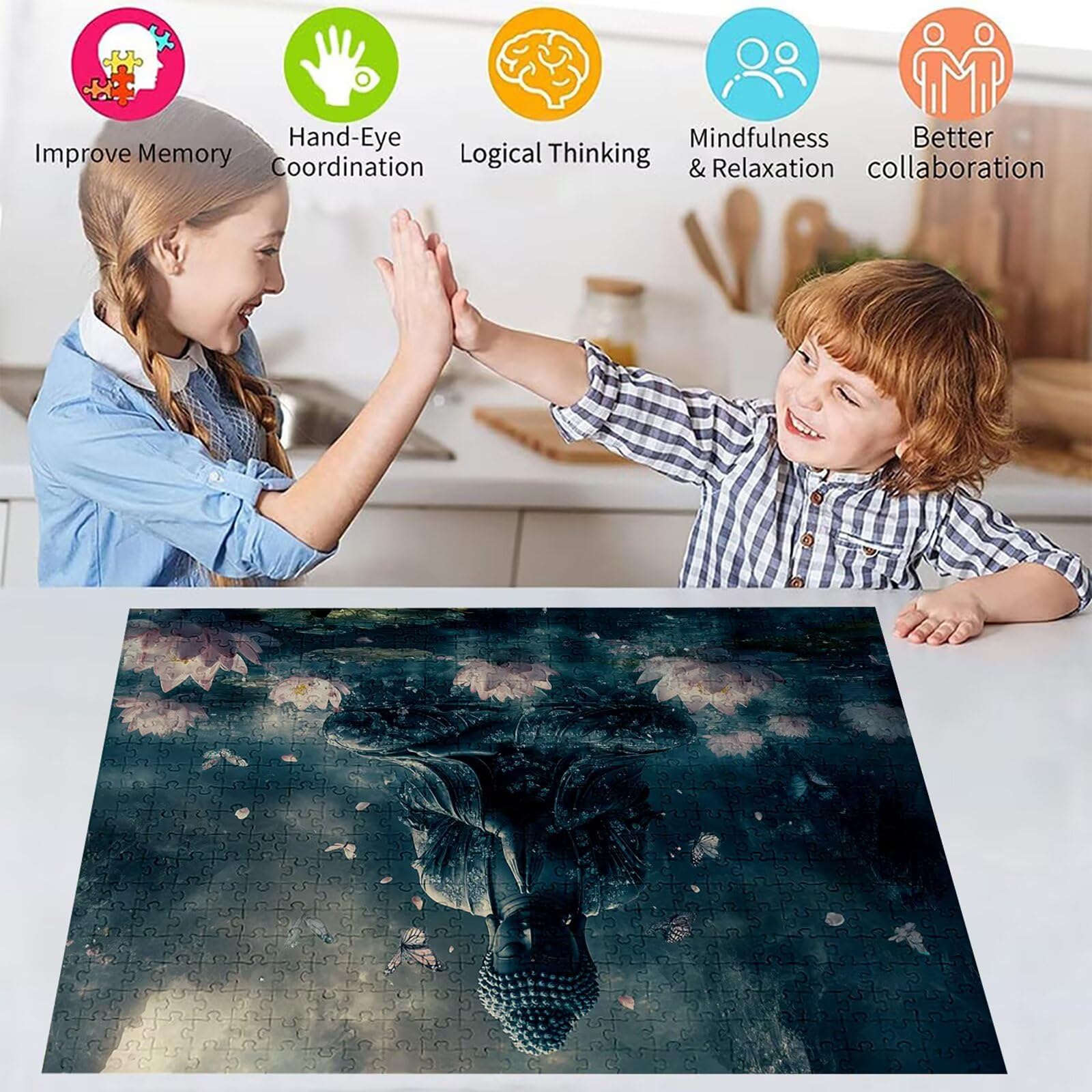 Puzzle 3000 elementów Zen Puzzle dla dorosłych religia 122 x 81 cm Unikalne rzemiosło klasyczne 3D drewniane układanka do rodzinnych gier aktywnych, układanka do samodzielnego wykonania nawet do