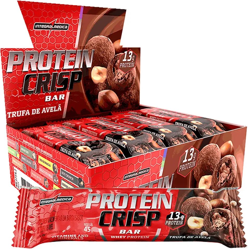 Integralmedica - Barra de Proteína Whey Protein Crisp Bar Trufa Avelã - Snack Proteíco - Pré e Pós-Treino - Display com 12 Unidades